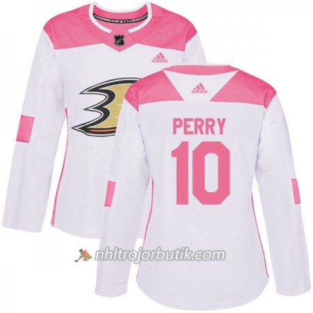 Dame Ishockey Anaheim Ducks Tröja Corey Perry 10 Adidas 2017-2018 Vit Rosa Fashion Authentic